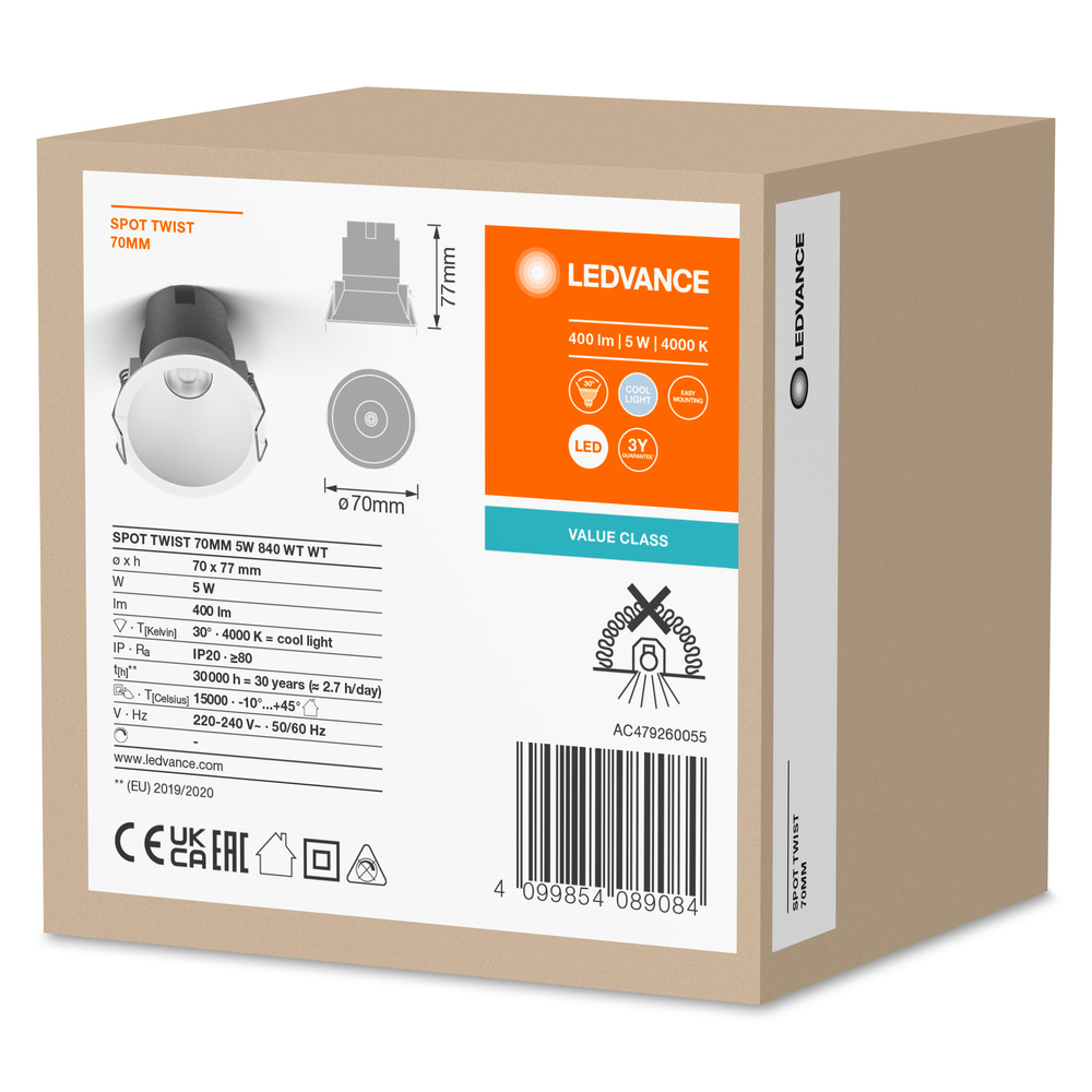 Ledvance Spot Twist 70mm 5W 4000K White White Pic_1