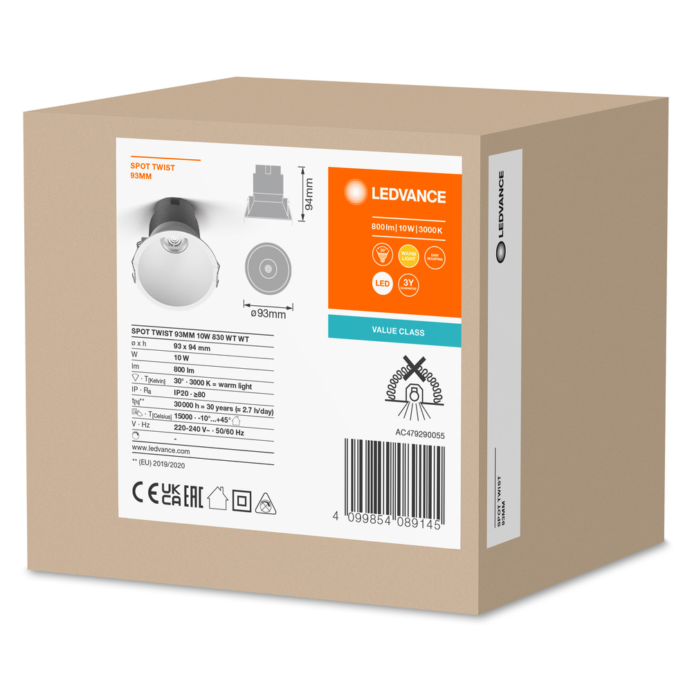 Ledvance Spot Twist 93mm 10W 3000K White White Pic_2