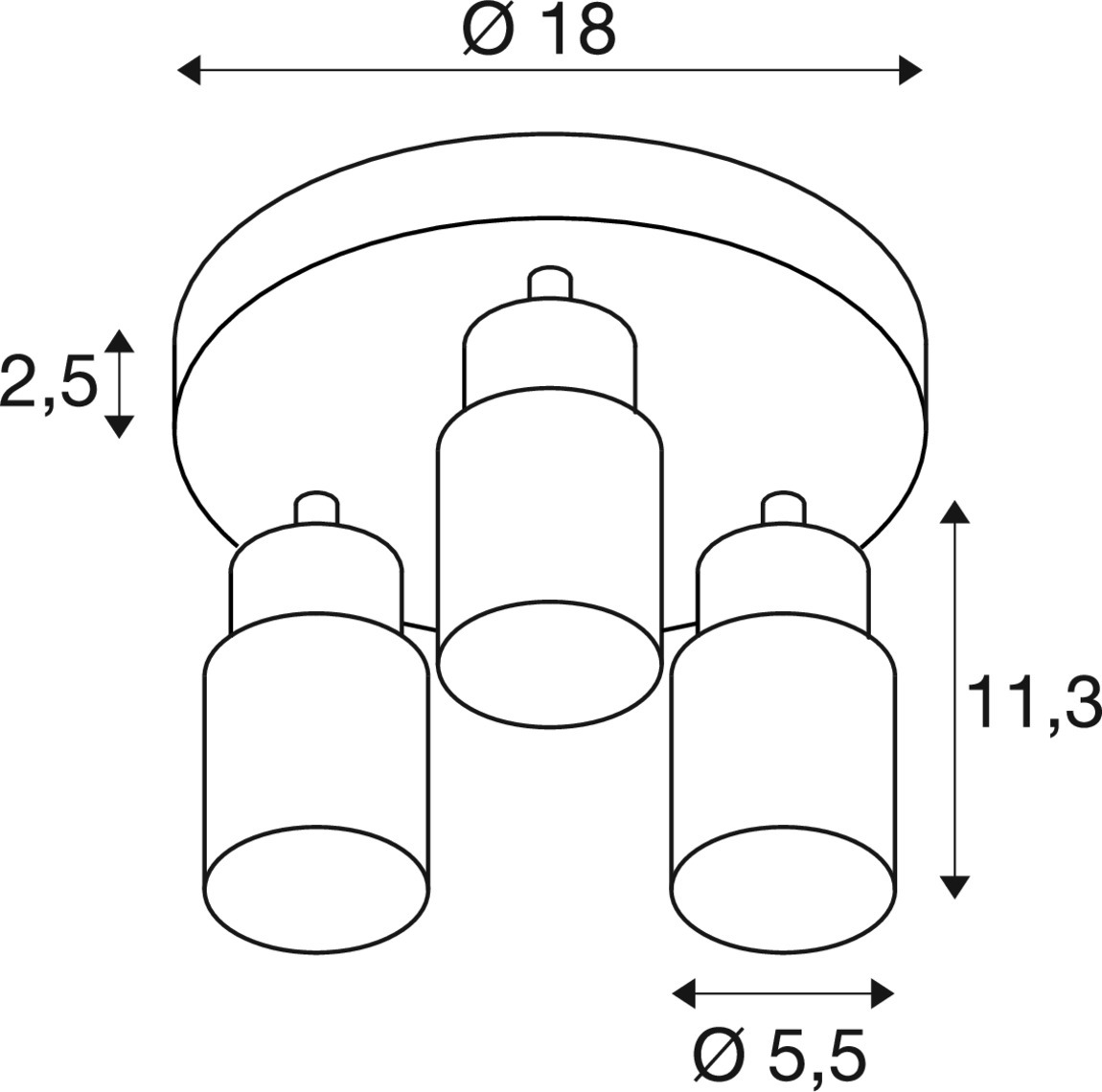 Slv PURI 2.0 Tube CW Triple rund GU10 sch. Pic_1