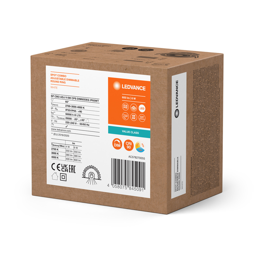 LEDVANCE GMBH SP CBO ADJ V 6W CPS DIM 60DEG IP65 WT Pic_1