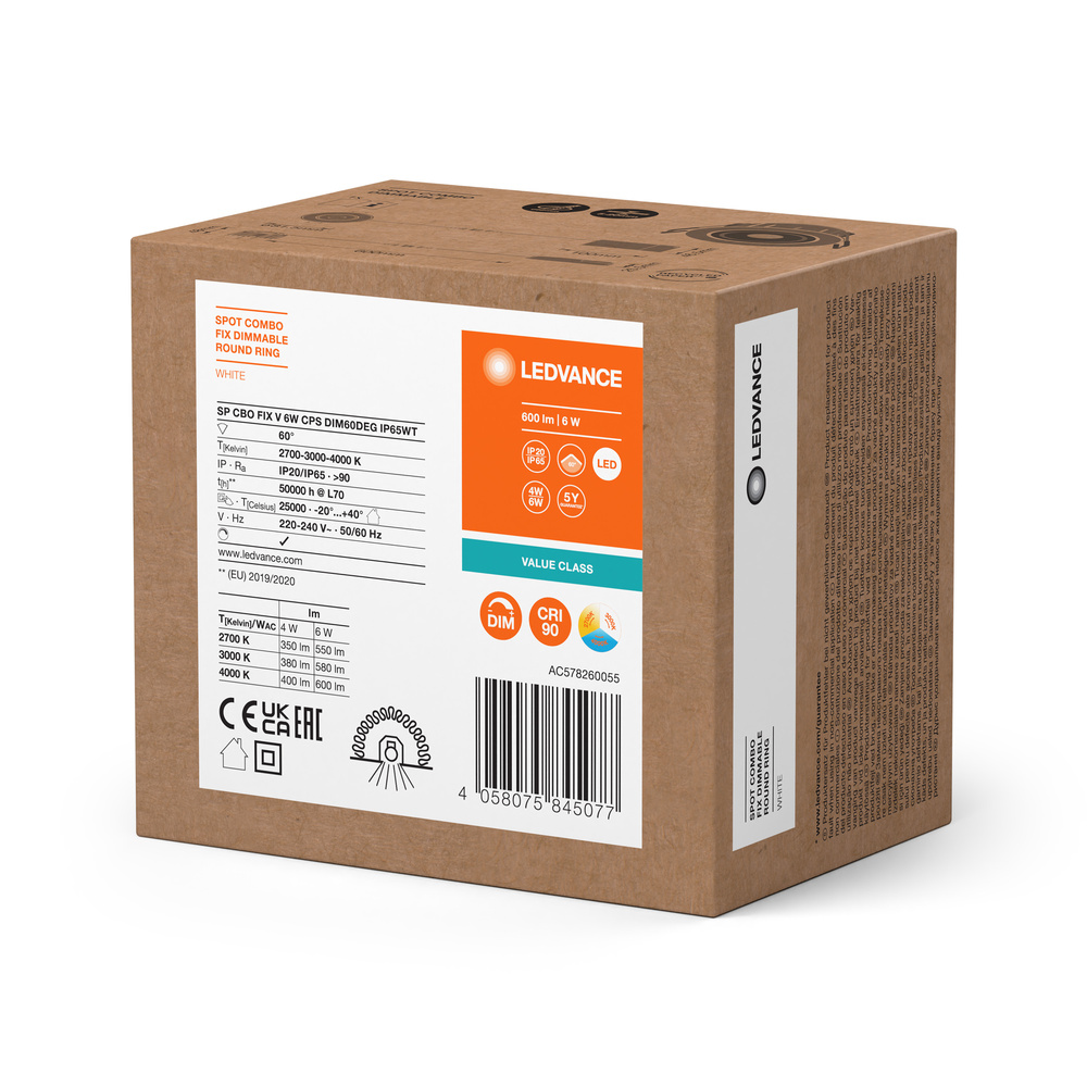 Ledvance SP CBO FIX V 6W CPS DIM 60DEG IP65 WT Pic_2
