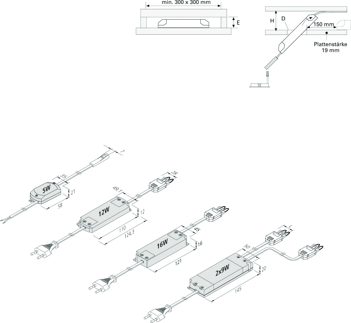Hera, Enger Trafo LED 350/16W Eurostecker, 5-fach Verteiler Pic_1