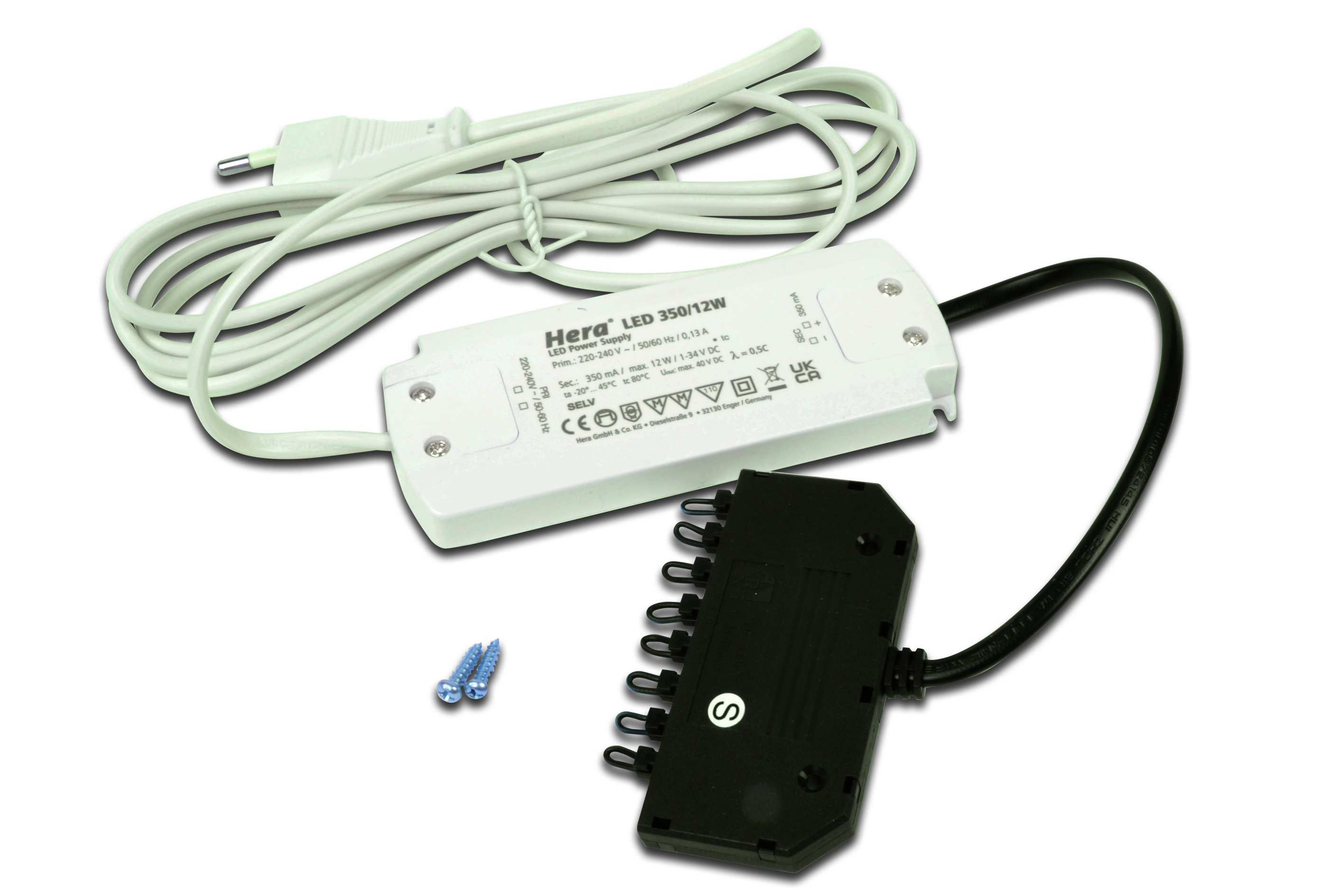 Hera, Enger Trafo LED 350/12W Eurostecker, 9-fach Vert. Pic_1