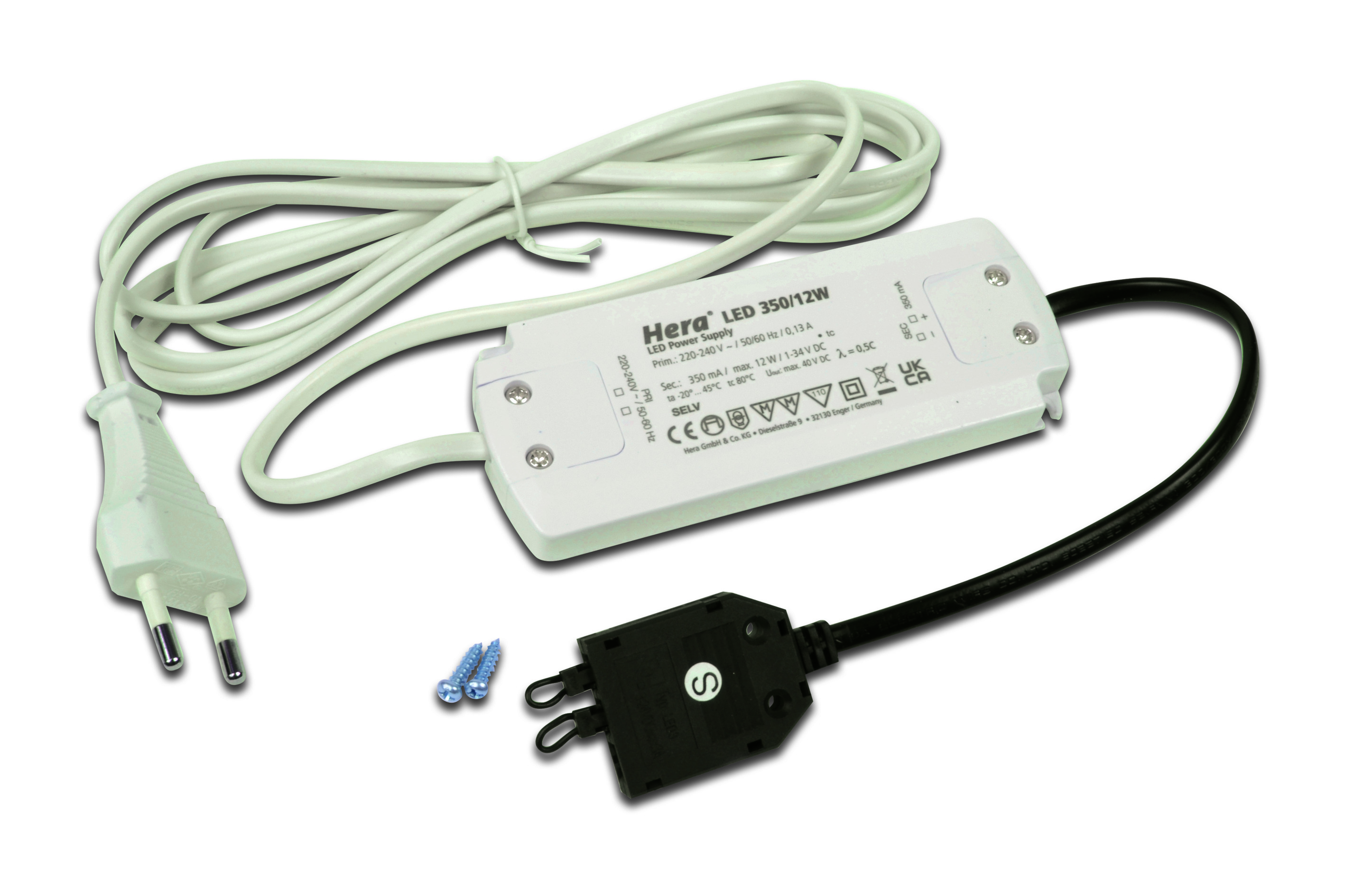 Hera, Enger Trafo LED 350/12W Eurostecker, 3-fach Vert. Pic_1