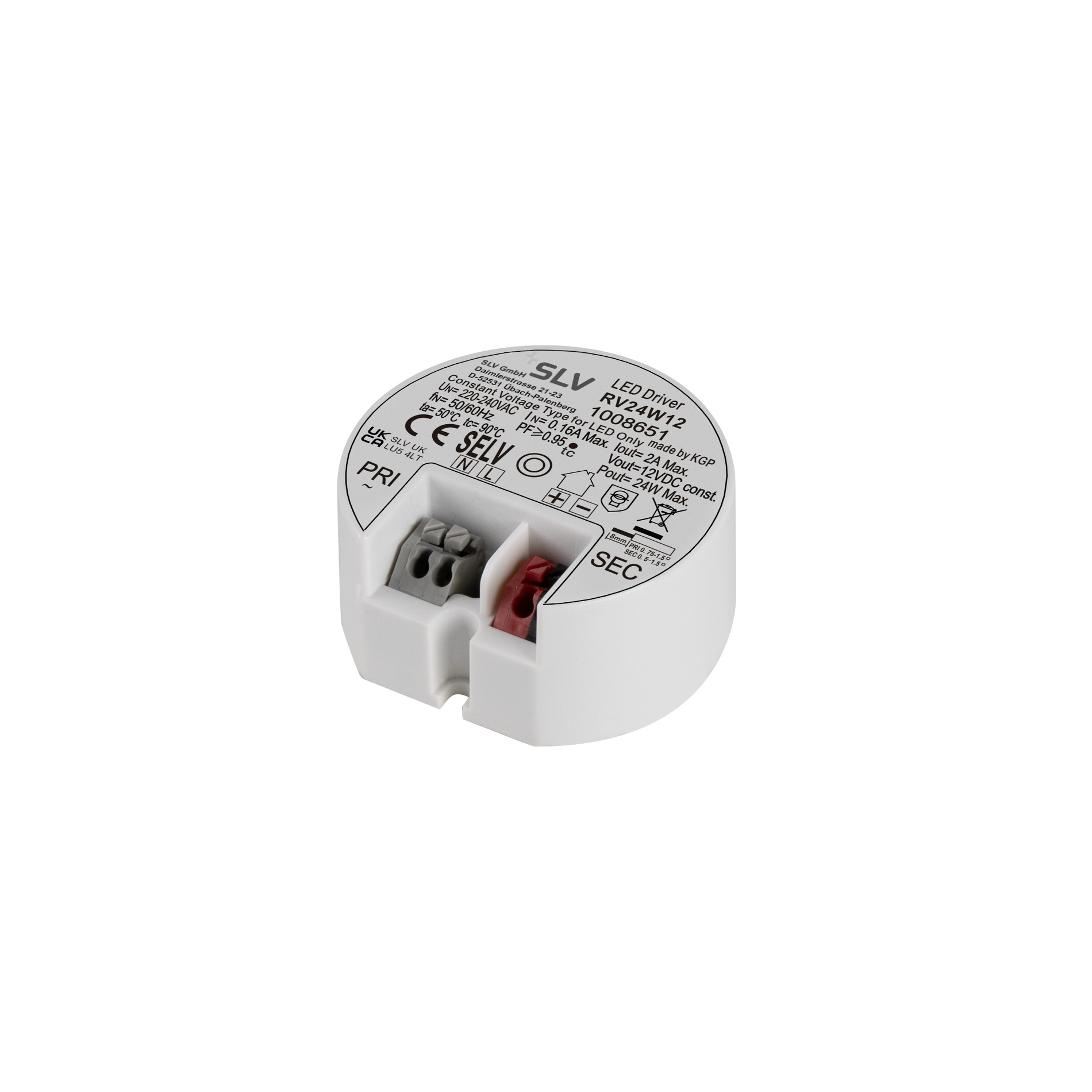 Slv LED Netzteil 12V 24W rund weiß Pic_1