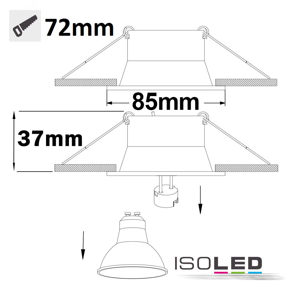 ISOLED Einbaurahmen rückversetzt eckig Pic_2