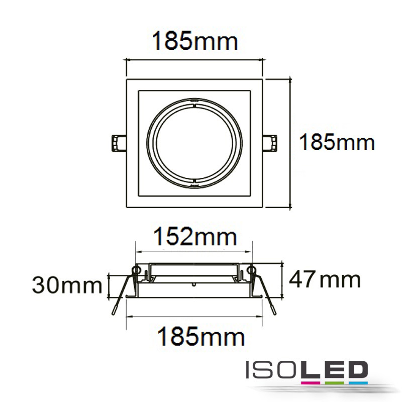 ISOLED Einbaurahmen AR111, eckig, 1 fach Pic_1