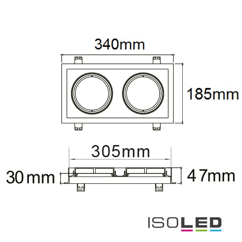 ISOLED Einbaurahmen AR111, eckig, 2 fach Pic_1