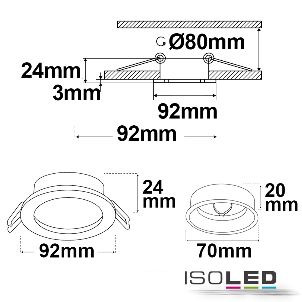 ISOLED Einbaurahmen Kombi für GU10/MR16 Pic_2