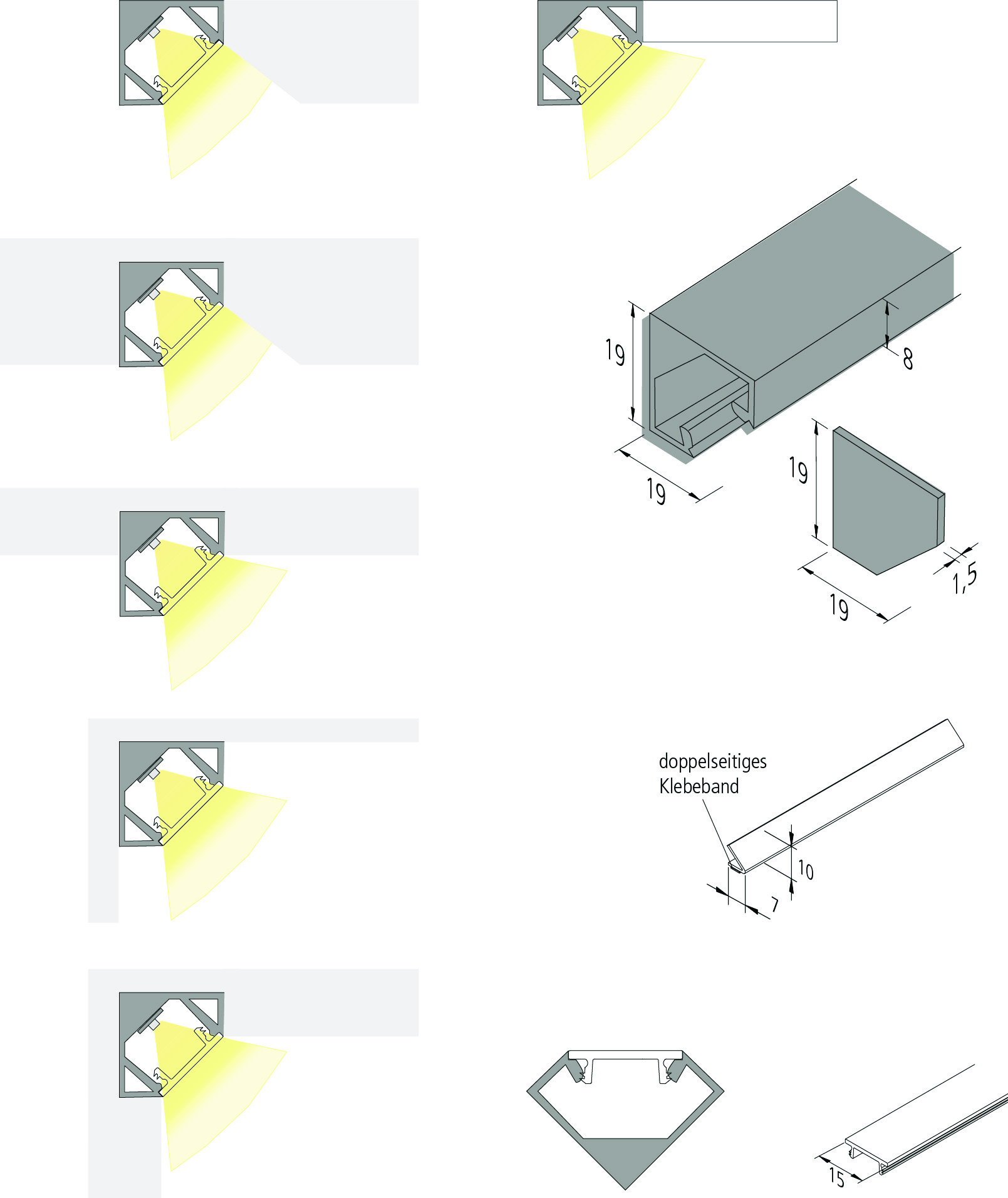 Hera, Enger LED Eckprofil 10mm 45° 1m Pic_2