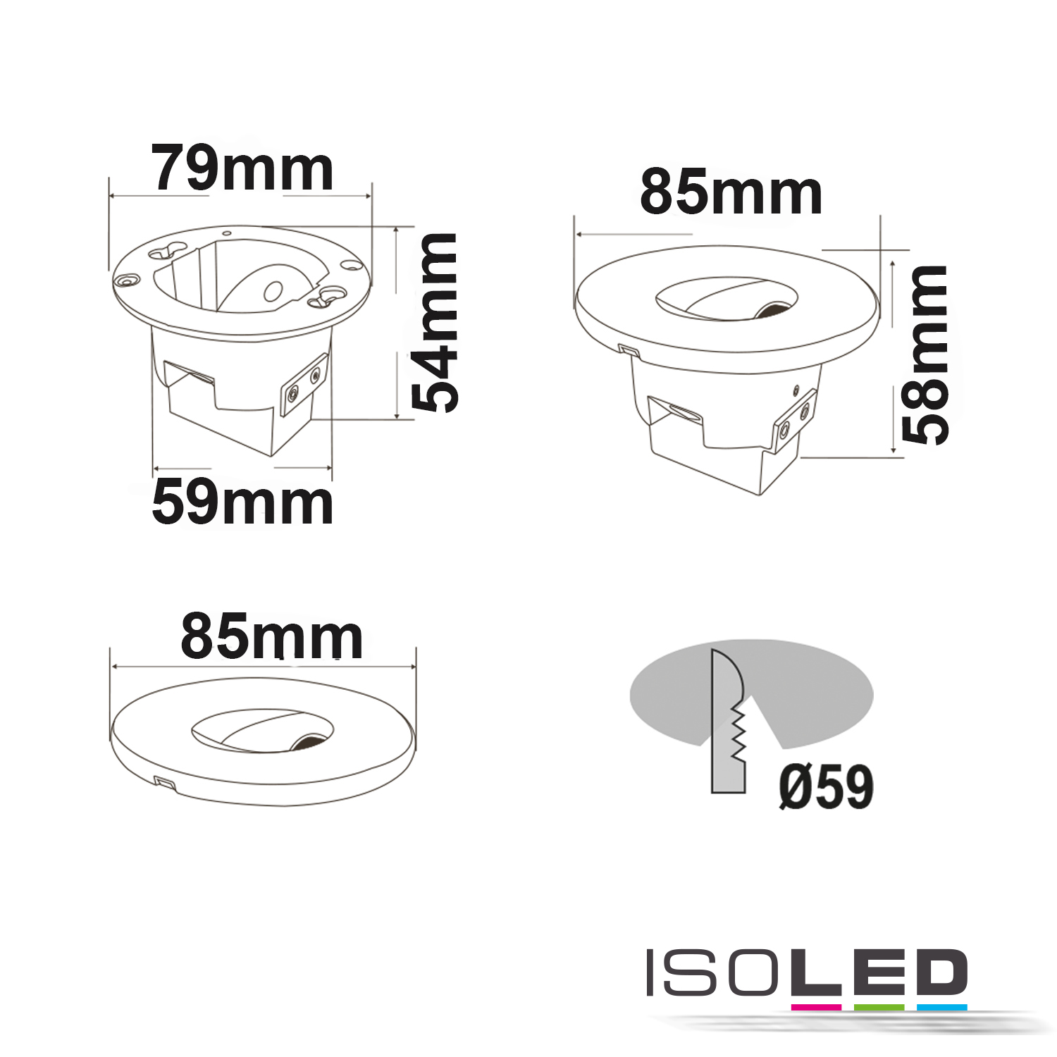 ISOLED Cover Aluminium rund 2 schwarz Pic_1