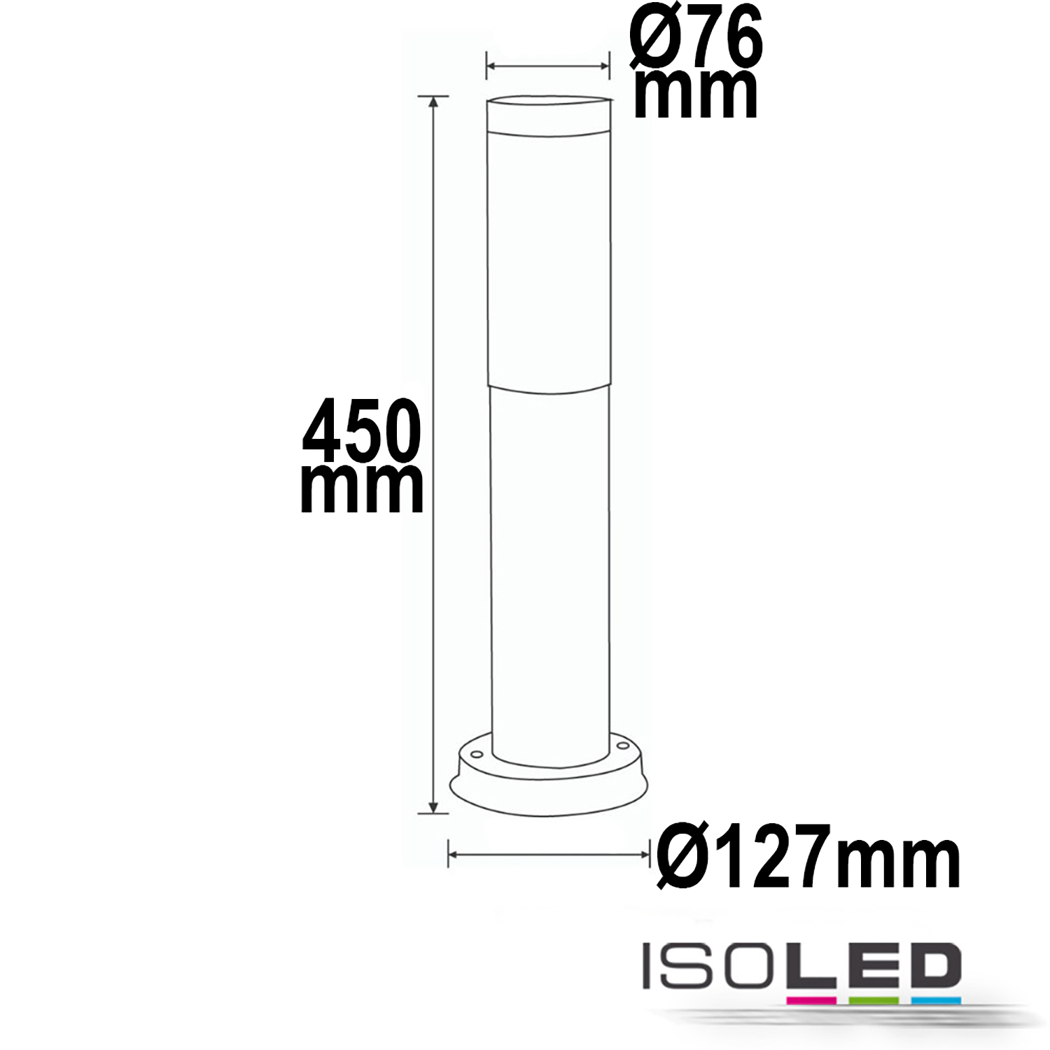 ISOLED Pollerleuchte 450 edelstahl, IP44 Pic_1