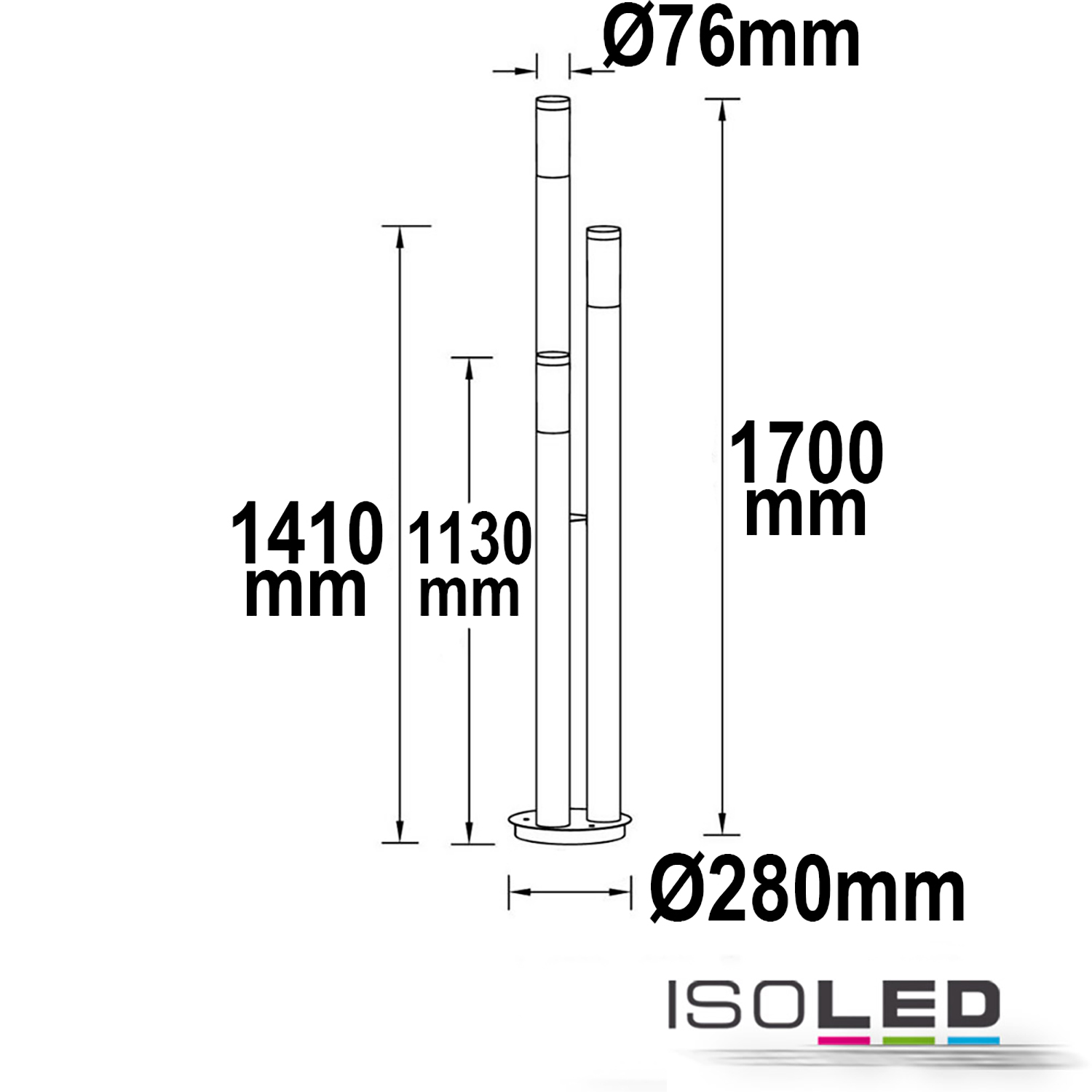 ISOLED Pollerleuchte 1700 anthrazit, IP44 Pic_1
