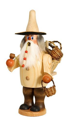 Erzgebirgische Volkskunst Schmidt Räuchermann Korbhändler natur- Höhe 20 cm Pic_1