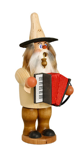 Erzgebirgische Volkskunst Schmidt Räuchermann Akkordeonspieler- Höhe 20 cm Pic_1