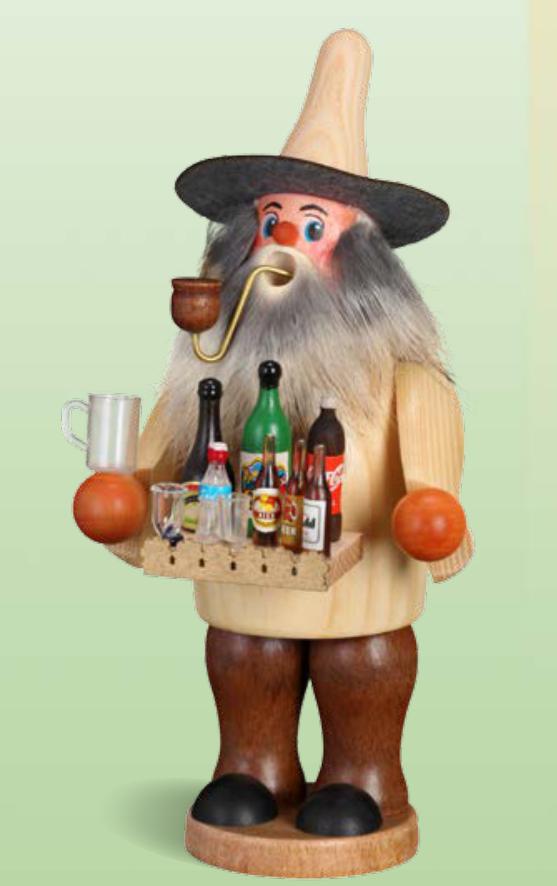 Erzgebirgische Volkskunst Schmidt Räuchermann Gewürzhändler- Höhe 20 cm Pic_1