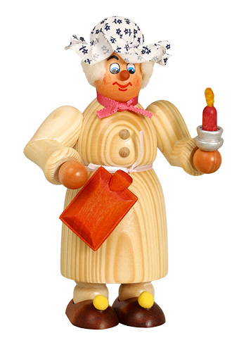 Erzgebirgische Volkskunst Schmidt Räucherfrau Oma mit Wärmflasche - Höhe 24 cm Pic_1