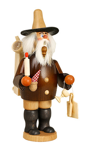 Erzgebirgische Volkskunst Schmidt Räuchermann Holzwarenhändler - Höhe 26 cm Pic_1