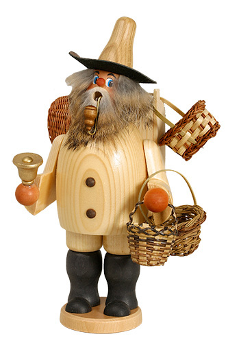 Erzgebirgische Volkskunst Schmidt Räuchermann Korbhändler natur - Höhe 26 cm Pic_1