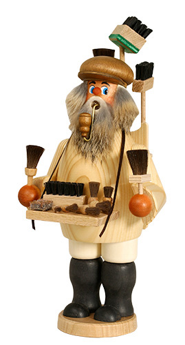 Erzgebirgische Volkskunst Schmidt Räuchermann Bürstenhändler - Höhe 26 cm Pic_1