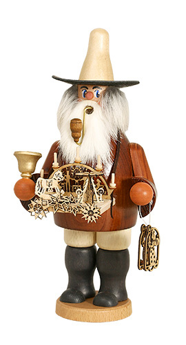 Erzgebirgische Volkskunst Schmidt Räuchermann Schwibbogenhändler - Höhe 26 cm Pic_1