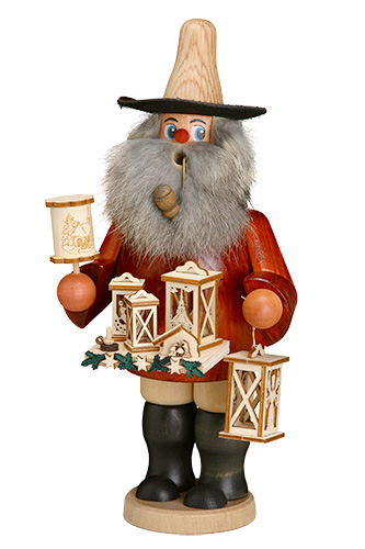 Erzgebirgische Volkskunst Schmidt Räuchermann Laternenhändler - Höhe 26 cm Pic_1