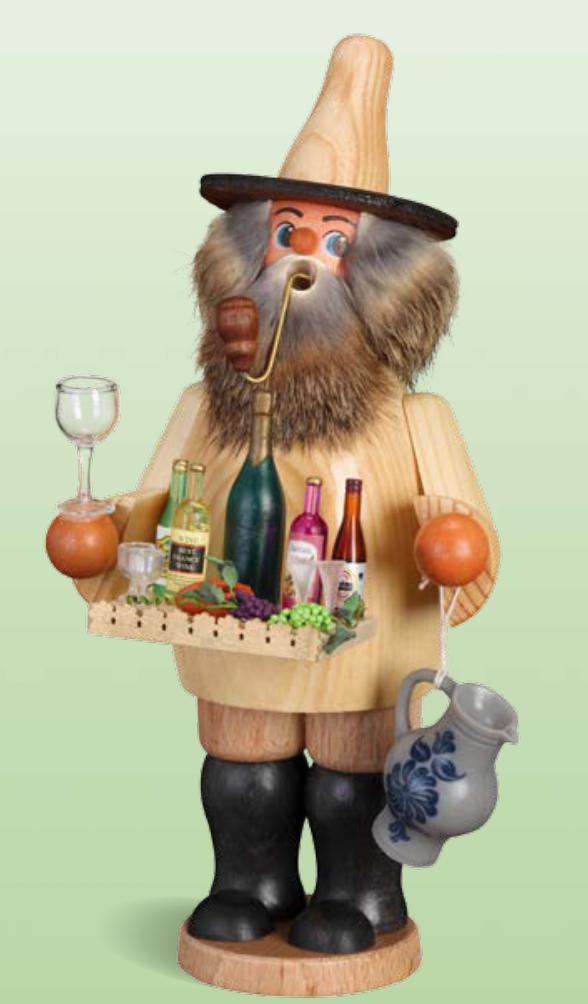 Erzgebirgische Volkskunst Schmidt Räuchermann Weinhändler- Höhe 26 cm Pic_1