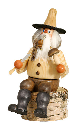 Erzgebirgische Volkskunst Schmidt Räuchermann Pilzputzer natur - Höhe 24 cm Pic_1