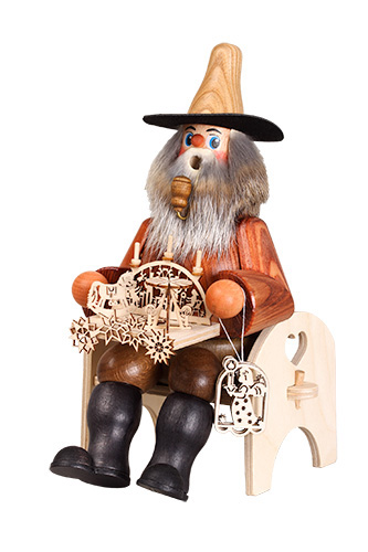 Erzgebirgische Volkskunst Schmidt Räuchermann Schwibbogenhändler- Höhe 24 cm Pic_1