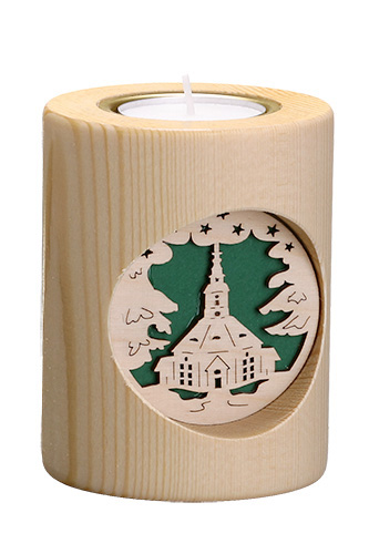 Erzgebirgische Volkskunst Schmidt Seiffener Kirche und Glocke- Höhe 10 cm Pic_1