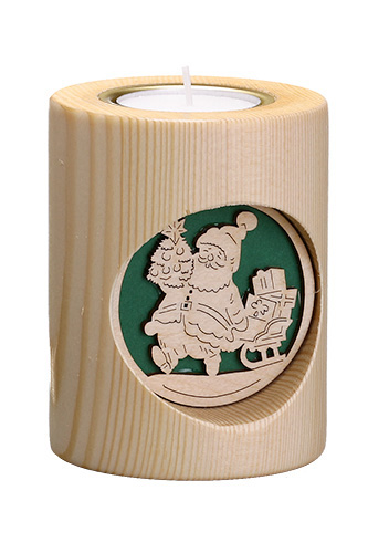 Erzgebirgische Volkskunst Schmidt Weihnachtsmann und Glocke - Höhe 10 cm Pic_1